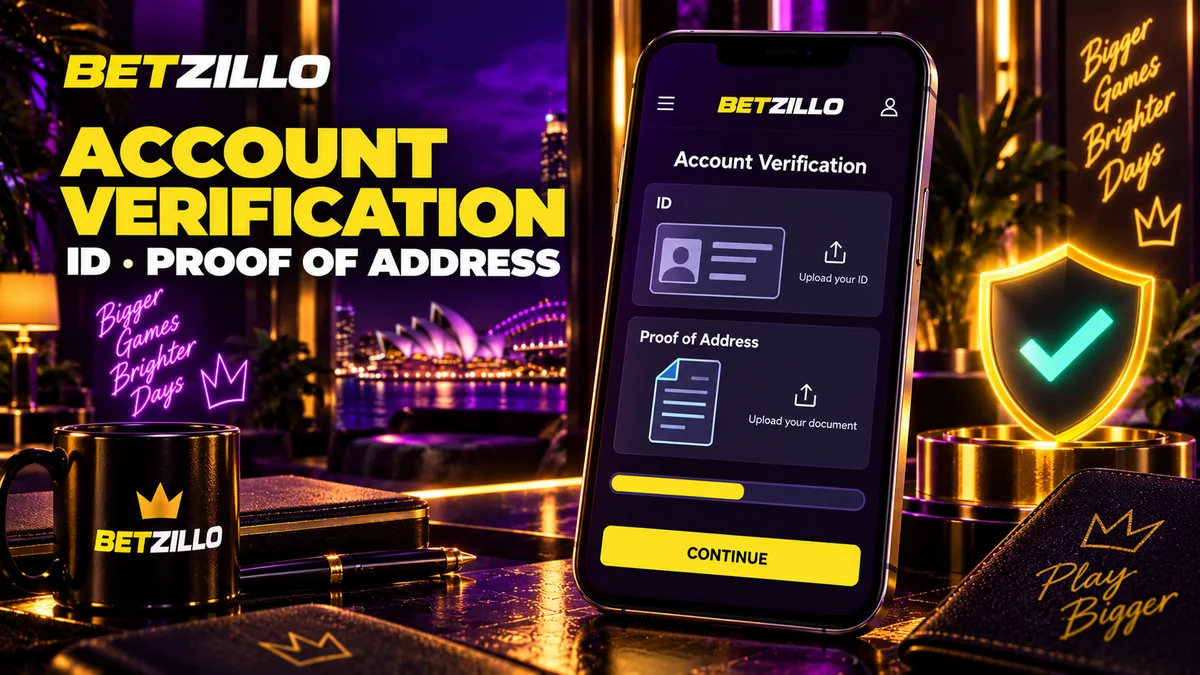 Betzillo verification banner with identity documents and a security shield