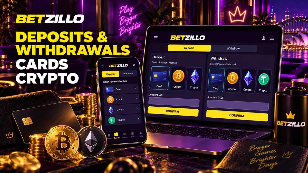 Betzillo cashier banner showing card and crypto payment options