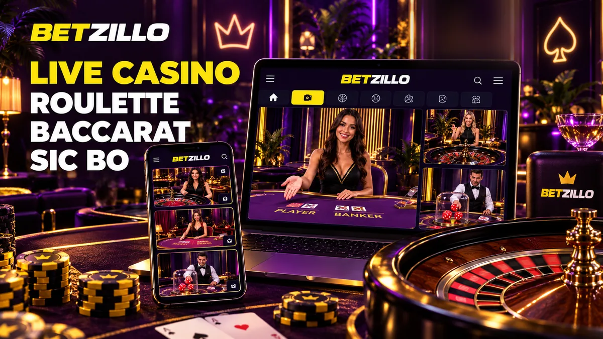 Betzillo live dealer banner showing roulette and baccarat tables