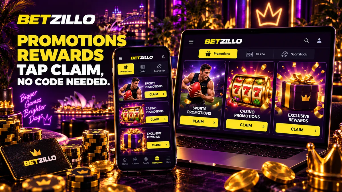 Betzillo Rewards tab showing an active promotion with a Claim button